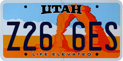 UT license plate Z266ES