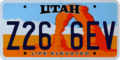 UT license plate Z266EV