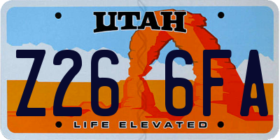 UT license plate Z266FA