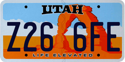UT license plate Z266FE