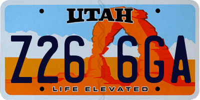 UT license plate Z266GA