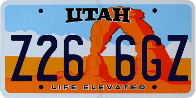 UT license plate Z266GZ