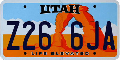 UT license plate Z266JA