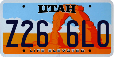 UT license plate Z266LO