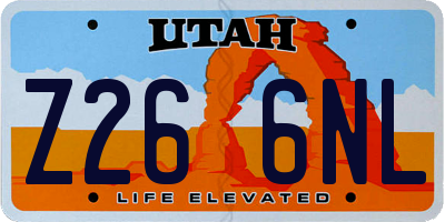UT license plate Z266NL