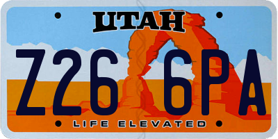 UT license plate Z266PA