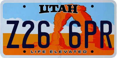 UT license plate Z266PR
