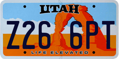 UT license plate Z266PT