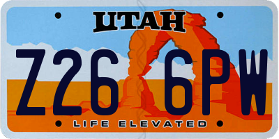 UT license plate Z266PW