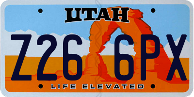 UT license plate Z266PX