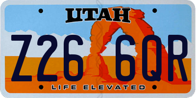 UT license plate Z266QR