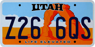 UT license plate Z266QS