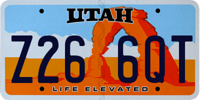 UT license plate Z266QT