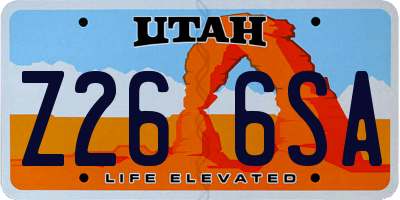 UT license plate Z266SA