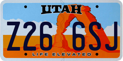 UT license plate Z266SJ