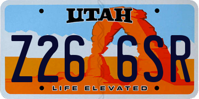 UT license plate Z266SR