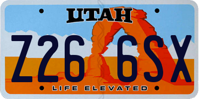 UT license plate Z266SX