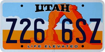 UT license plate Z266SZ