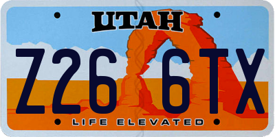 UT license plate Z266TX