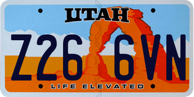 UT license plate Z266VN