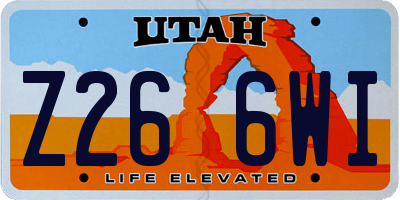UT license plate Z266WI