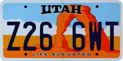UT license plate Z266WT