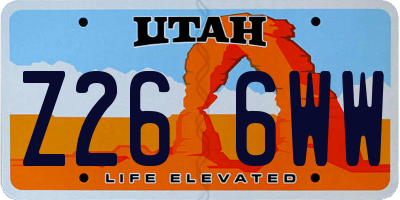 UT license plate Z266WW