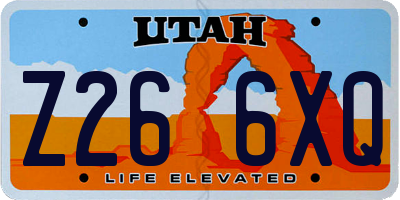 UT license plate Z266XQ