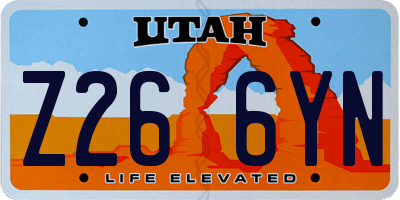 UT license plate Z266YN