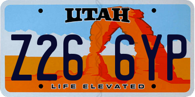 UT license plate Z266YP