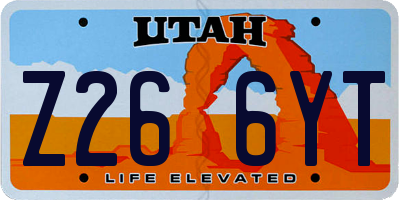 UT license plate Z266YT