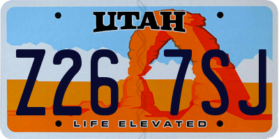 UT license plate Z267SJ
