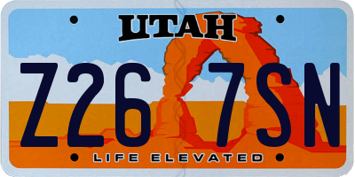 UT license plate Z267SN