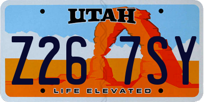 UT license plate Z267SY