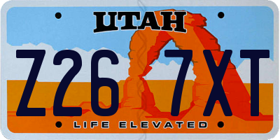 UT license plate Z267XT