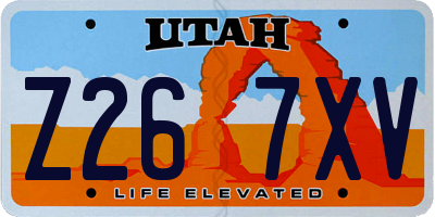 UT license plate Z267XV