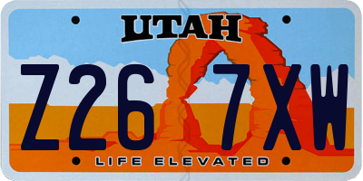UT license plate Z267XW