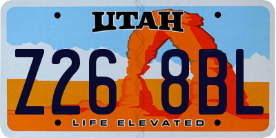 UT license plate Z268BL