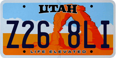 UT license plate Z268LI