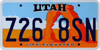 UT license plate Z268SN