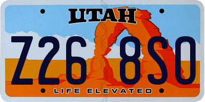 UT license plate Z268SO
