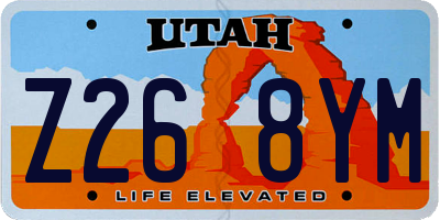 UT license plate Z268YM