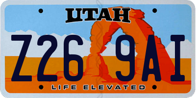 UT license plate Z269AI