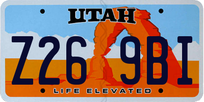 UT license plate Z269BI