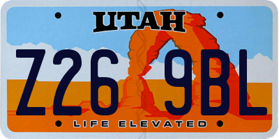 UT license plate Z269BL
