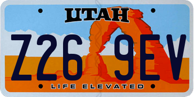 UT license plate Z269EV