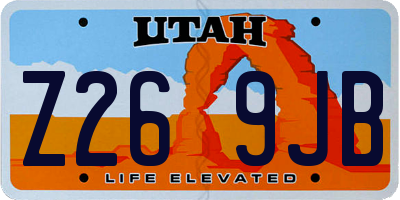 UT license plate Z269JB