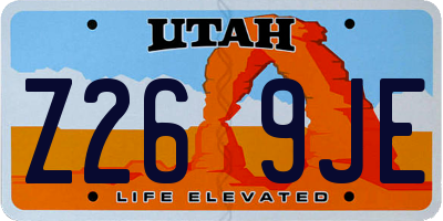 UT license plate Z269JE