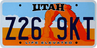 UT license plate Z269KT