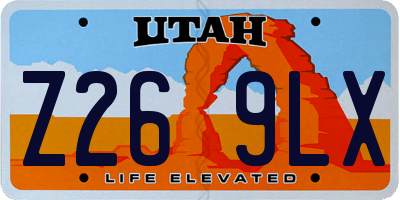 UT license plate Z269LX